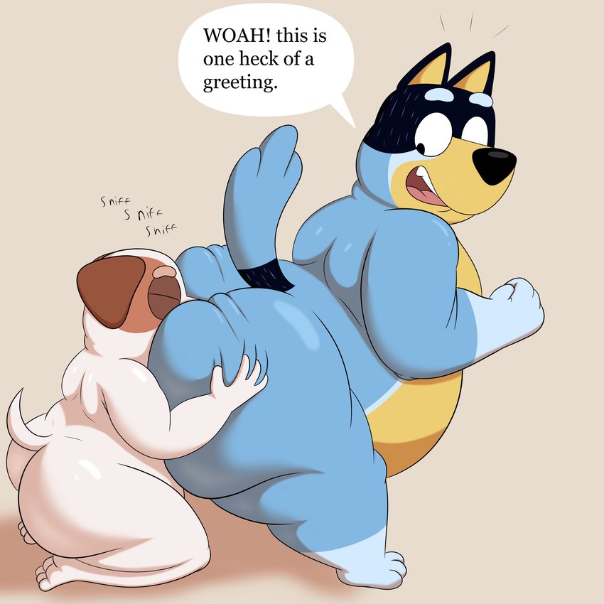 anthro back_fat belly bent_over big_belly big_butt black_body black_ears black_eyes black_fur black_nose black_tail bloated blue_body blue_fur blue_tail bottom_heavy brown_body brown_ears brown_fur butt butt_grab butt_sniffing butt_squish dialogue duo eyes_closed fat_grab fat_rolls fur hand_on_butt happy huge_belly huge_butt kneeling looking_at_another looking_back male male/male mature_male multicolored_body multicolored_fur obese obese_anthro obese_male overweight overweight_anthro overweight_male potbelly smile sniffing speech_bubble squish tail teeth text thick_thighs three-quarter_view tongue two_tone_body two_tone_fur two_tone_tail white_body white_fur white_tail yellow_body yellow_fur colossalstars bluey_(series) bandit_heeler jack's_dad_(bluey) australian_cattle_dog canid canine canis cattledog domestic_dog herding_dog hunting_dog jack_russell_terrier mammal pastoral_dog terrier 1:1 2023 absurd_res digital_media_(artwork) english_text hi_res