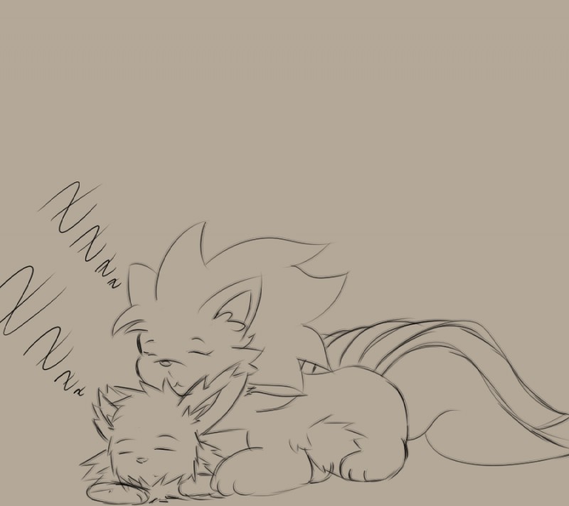 cuddling duo eyes_closed female femboy feral fur hair hug male simple_background sleeping sound_effects vowelless vowelless_sound_effect zzz skyffan nintendo pokemon kindle_fae leon_ashford canid canine eeveelution generation_1_pokemon jolteon mammal ninetales pokemon_(species) 2018 digital_media_(artwork) monochrome