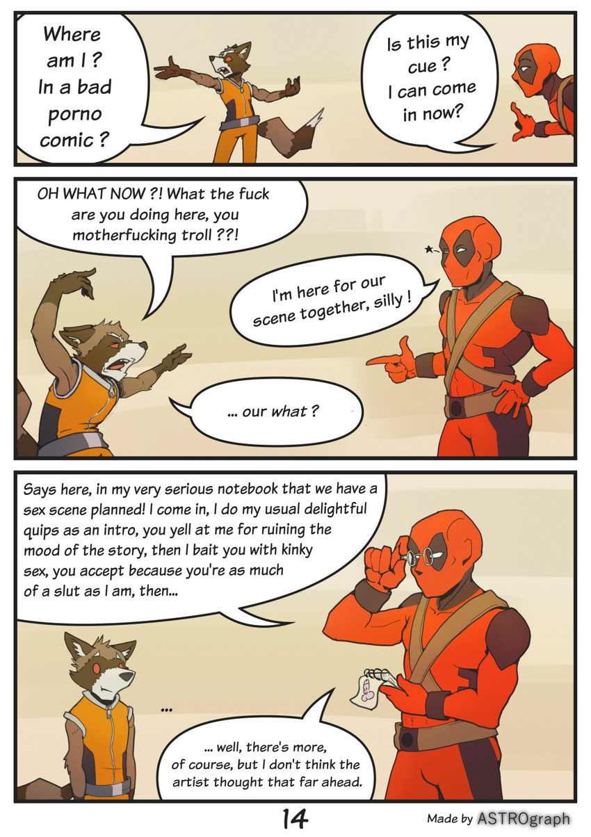 deadpool and rocket raccoon (guardians of the galaxy and etc) created by astrograph