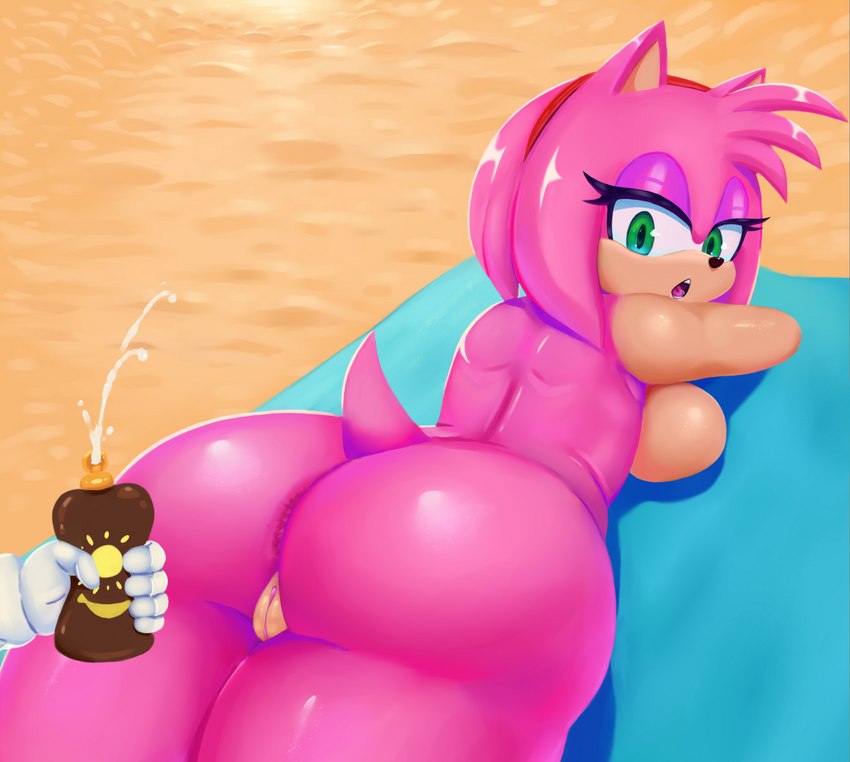 anthro anus black_nose breasts butt duo eyelashes female genitals green_eyes lying on_front open_mouth pussy solo_focus nebssik sega sonic_the_hedgehog_(series) amy_rose eulipotyphlan hedgehog mammal 2022 absurd_res digital_media_(artwork) hi_res