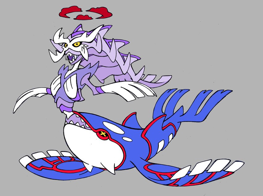 anthro big_hands carapace cloud fangs female fin huge_hands markings mermaid_tail open_mouth red_markings simple_background size_difference solo tail tail_fin teeth x_eyes yellow_eyes darksilvania fakemon nintendo pokemon arthropod cetacean crustacean generation_3_pokemon gigantamax_pokemon isopoda kyogre legendary_pokemon malacostracan mammal marine parascylla pokemon_(species) tongue-eating_louse absurd_res hi_res