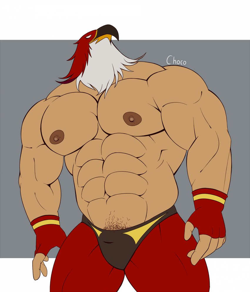 abs biceps bottomwear clothing for_a_head gloves handwear looking_up male muscular muscular_humanoid muscular_male nipples pants pecs solo white_eyes wrestler chococlass garou:_mark_of_the_wolves king_of_fighters snk tizoc animal_head animal_humanoid humanoid mammal hi_res