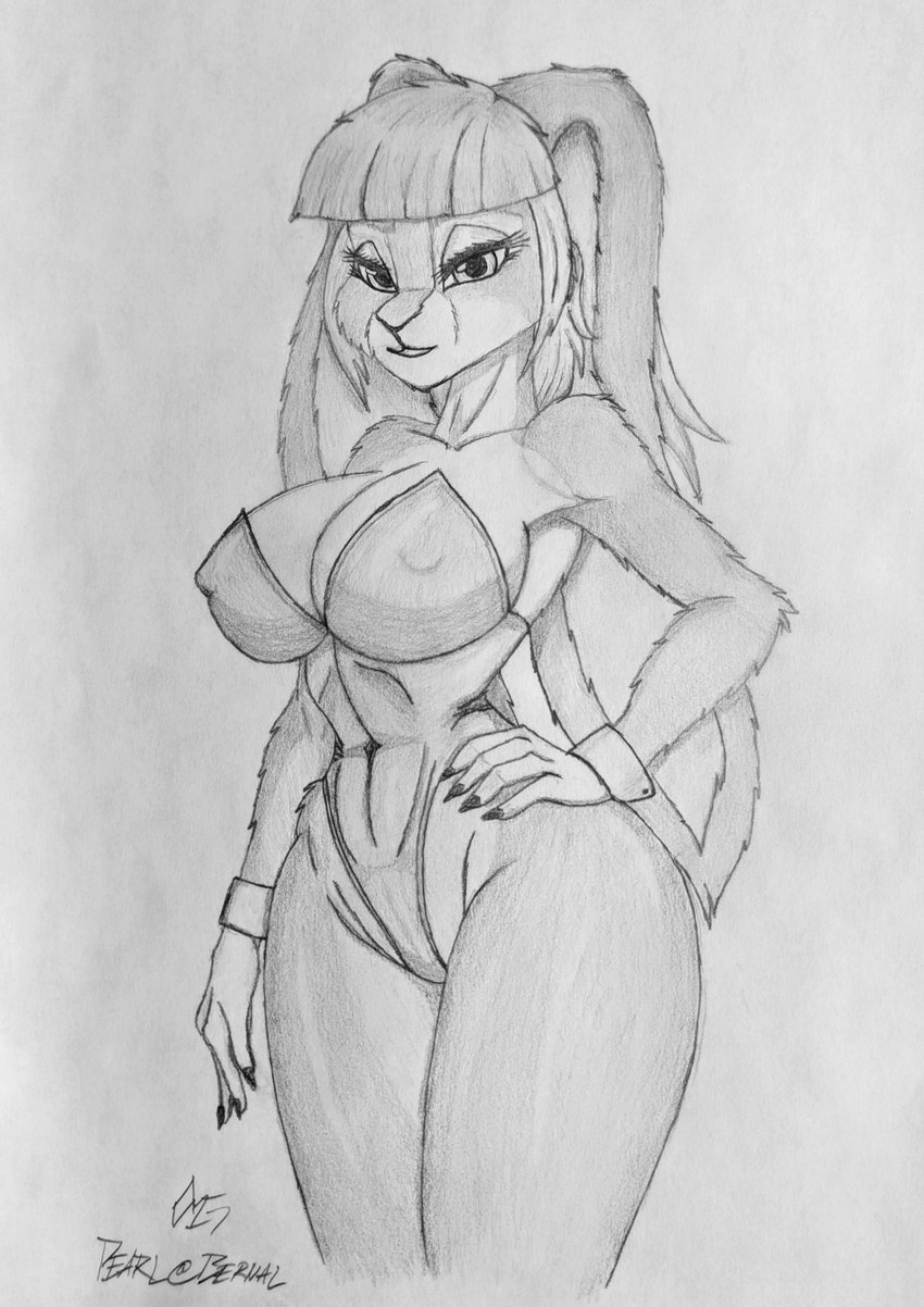 anthro bangs big_breasts breasts bunny_costume clothed clothing costume cuffs_(clothing) female hand_on_hip leotard long_ears looking_at_viewer pose solo thick_thighs wide_hips omgawd pearl_(jeremy_bernal) lagomorph leporid mammal rabbit graphite_(artwork) hi_res pencil_(artwork) pinup portrait sketch three-quarter_portrait traditional_media_(artwork)