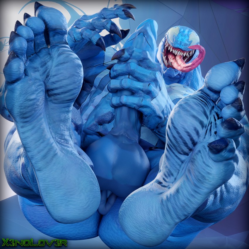 anus balls big_muscles big_penis blue_body butt claws emblem empty_eyes erection feet foot_focus genitals humanoid_feet humanoid_genitalia humanoid_penis long_tongue looking_at_viewer male masturbation muscular not_furry nude open_mouth penile penile_masturbation penis plantigrade sharp_teeth solo teeth toe_claws tongue tongue_out wrinkled_feet wrinkles thekidxeno marvel marvel_rivals venom_(marvel) alien alien_humanoid humanoid symbiote 1:1 3d_(artwork) absurd_res blender_(artwork) digital_media_(artwork) hi_res huge_filesize