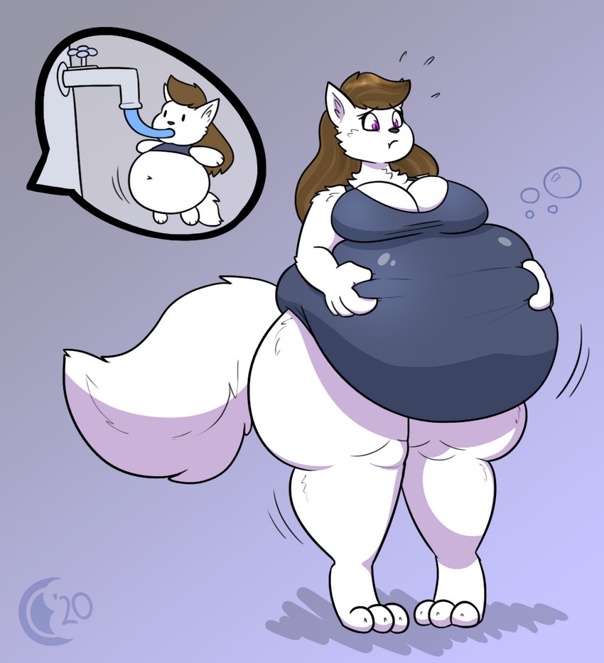 anthro belly belly_inflation belly_squish breasts bubble cleavage clothed clothing cutaway faucet female grey_clothing grey_swimwear hand_on_belly hose hose_inflation inflation liquid_inflation one-piece_swimsuit puffed_cheeks solo squish swimwear voodoo voodoo_doll water_inflation chocend celeste_(someguy7733) arctic_fox canid canine fox mammal true_fox hi_res watermark