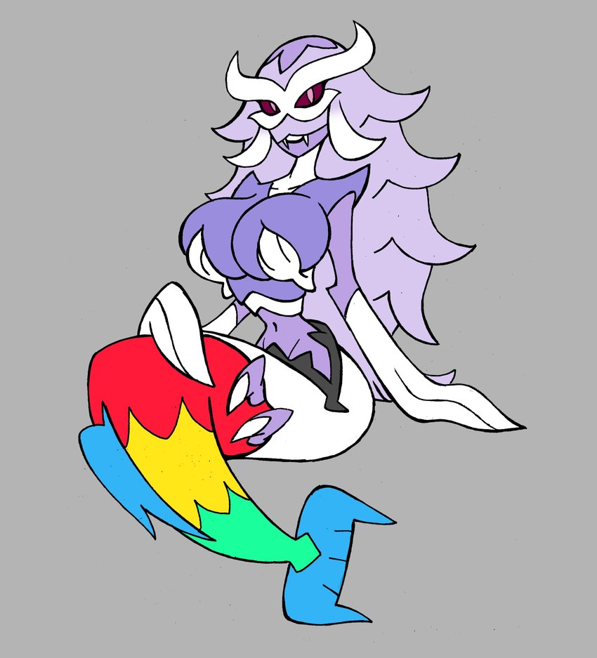 anthro big_breasts breasts bright_colors carapace curvy_figure fangs fangs_bared female fin looking_at_viewer mermaid_tail midriff navel parasite pupils red_eyes simple_background slit_pupils solo tail tail_fin teeth darksilvania fakemon nintendo pokemon animal_humanoid arthropod arthropod_humanoid crustacean crustacean_humanoid humanoid isopod_humanoid isopoda malacostracan marine parascylla pokemon_(species) tongue-eating_louse absurd_res hi_res