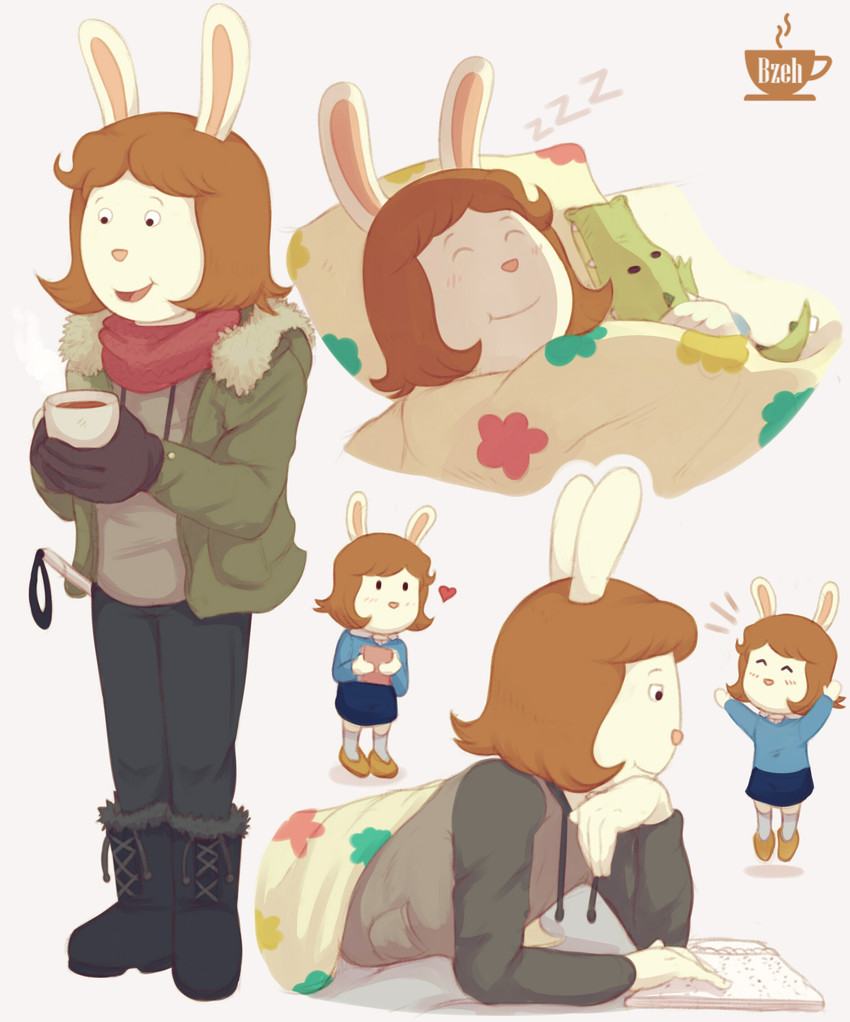 anthro beverage blind bomber_jacket boots brown_hair cane cardigan chibi clothing coffee disability female footwear fur hair hoodie jacket plushie shoes sleeping solo text topwear white_body white_fur winter_clothing bzeh arthur_(series) marina_datillo crocodile crocodilian lagomorph leporid mammal rabbit reptile scalie braille_text hi_res translation_request