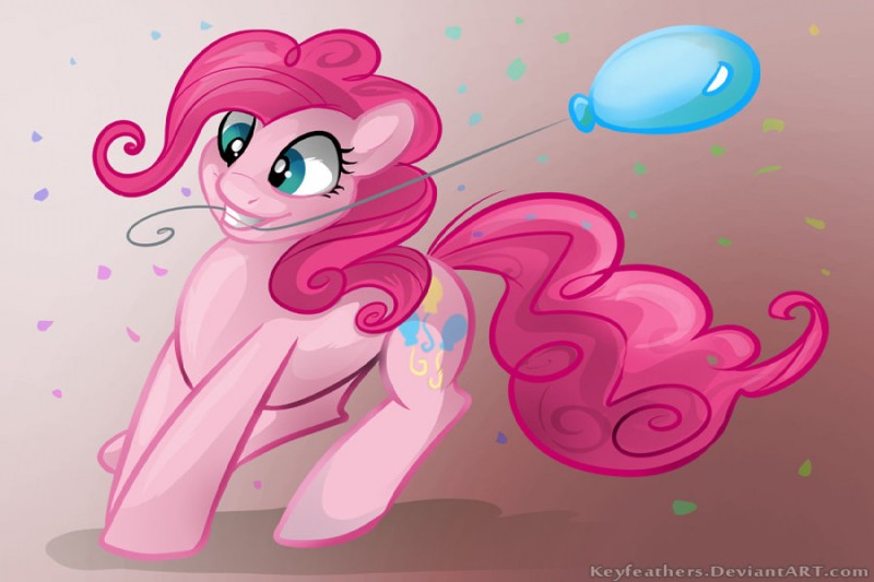 balloon balloon_in_mouth blue_eyes cutie_mark female feral fur gradient_background grin hair inflatable mouth_hold object_in_mouth pink_body pink_fur pink_hair simple_background smile solo text dirtiran keyfeathers friendship_is_magic hasbro my_little_pony pinkie_pie_(mlp) earth_pony equid equine horse mammal pony 2013 3:2 english_text signature