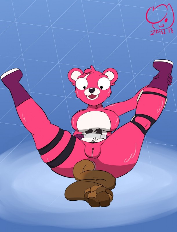 anthro big_breasts biped boots breasts clitoris clothing feces female footwear fur genitals humanoid_genitalia humanoid_pussy open_mouth pink_body pink_fur pooping presenting pussy scatplay shoes simple_background solo spread_legs spreading white_body zadirtybish epic_games fortnite cuddle_team_leader bear mammal 2018 hi_res lol_comments signature