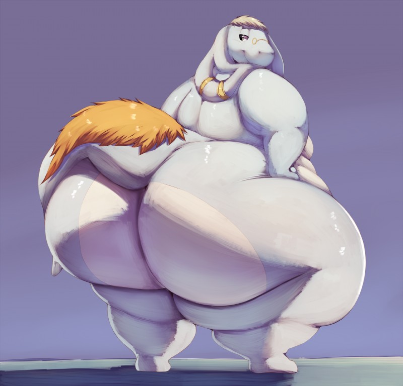 ambiguous_gender anthro big_butt butt butt_focus eyewear glasses hand_on_hip huge_butt looking_back nude obese obese_ambiguous obese_anthro overweight overweight_ambiguous overweight_anthro smile solo tail thick_tail thick_thighs white_body white_skin a25 trinity-fate62 final_fantasy final_fantasy_tactics square_enix nekrahn nu_mou hi_res