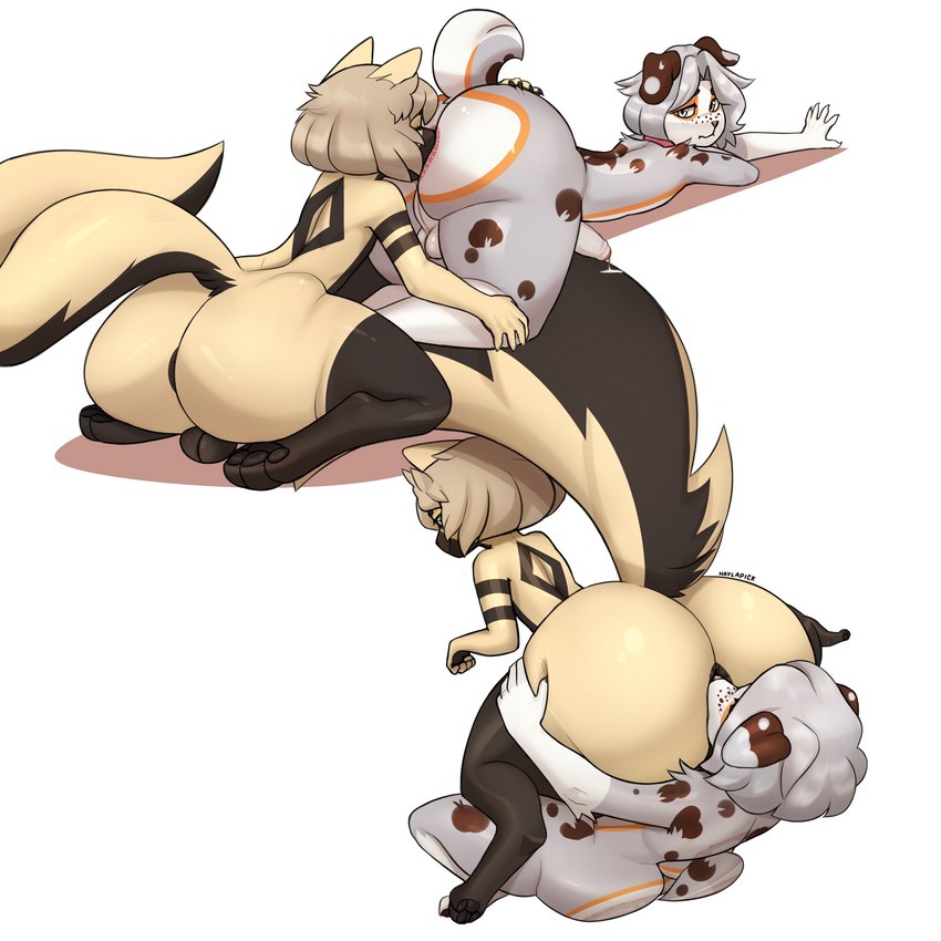 anal anthro anus backsack balls big_butt brown_body brown_fur brown_hair butt duo facesitting feet femboy floppy_ears freckles fur genitals grey_body grey_eyes grey_fur grey_hair hair hindpaw holding_butt humanoid_genitalia humanoid_penis kneeling long_tail lying male male/male multiple_poses on_back oral orange_body orange_fur pawpads paws penis pose raised_tail rimming sex short_tail sitting sitting_on_another tail yellow_body yellow_fur haylapick hayla taffyy_(character) australian_shepherd canid canine canis domestic_dog felid feline herding_dog hybrid mammal pastoral_dog sheepdog 1:1 absurd_res hi_res