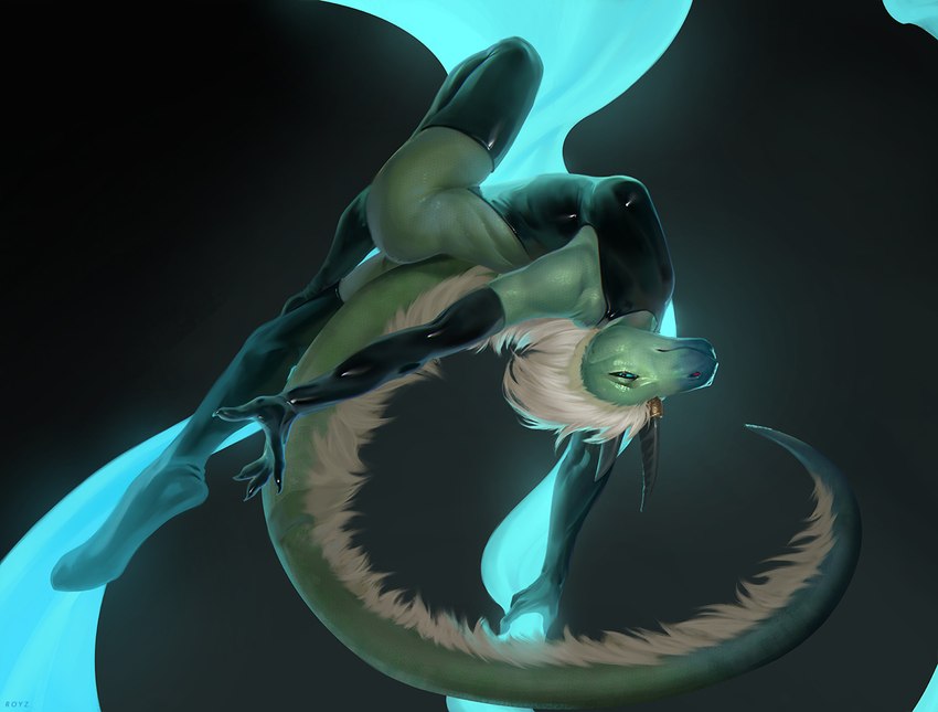 anthro clothing female gymnastic latex pose solo suit conditional_dnp latex_(artist) asian_mythology chinese_mythology east_asian_mythology mythology nyria_deitea dragon kirin lizard mythological_creature mythological_scalie reptile scalie 2022 intersex_(lore)