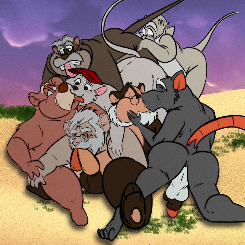 bernard, master splinter, papa mousekewitz, and unknown character (teenage mutant ninja turtles and etc) created by r4c00n