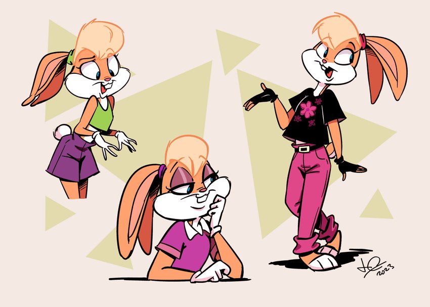 anthro belly bottomwear clothing female shorts solo juneduck21 looney_tunes warner_brothers lola_bunny lagomorph leporid mammal rabbit absurd_res hi_res