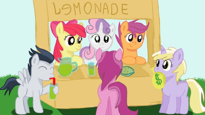 beverage booth booth_(structure) drinking feathered_wings feathers female feral grey_body grey_feathers group horn lemonade lemonade_stand male money vendor_stand wings young young_feral jbond friendship_is_magic hasbro my_little_pony mythology apple_bloom_(mlp) berry_pinch_(mlp) dinky_hooves_(mlp) rumble_(mlp) scootaloo_(mlp) sweetie_belle_(mlp) earth_pony equid equine horse mammal mythological_creature mythological_equine pegasus pony unicorn 16:9 widescreen