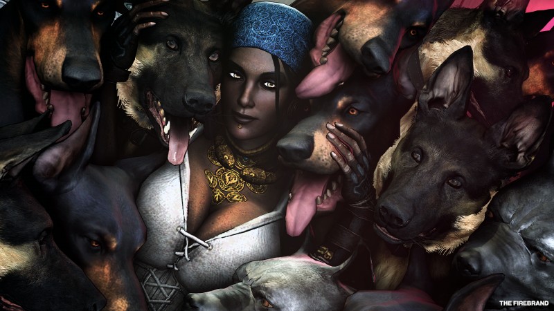 bestiality breasts female female_on_feral feral group human_on_feral interspecies the_firebrand bioware dragon_age electronic_arts isabela_(dragon_age) canid canine canis domestic_dog german_shepherd herding_dog human mabari mammal pastoral_dog 16:9 3d_(artwork) digital_media_(artwork) hi_res source_filmmaker_(artwork) widescreen