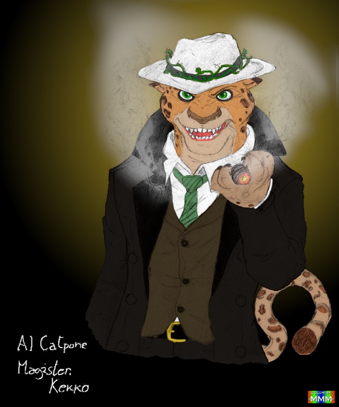 cigar clothing gangster hat headgear headwear necktie plant smoke smoking solo vines magister-kekko marmelmm disney zootopia al_catpone_(lettup) fan_character felid jaguar mammal pantherine colored colored_sketch hi_res sketch