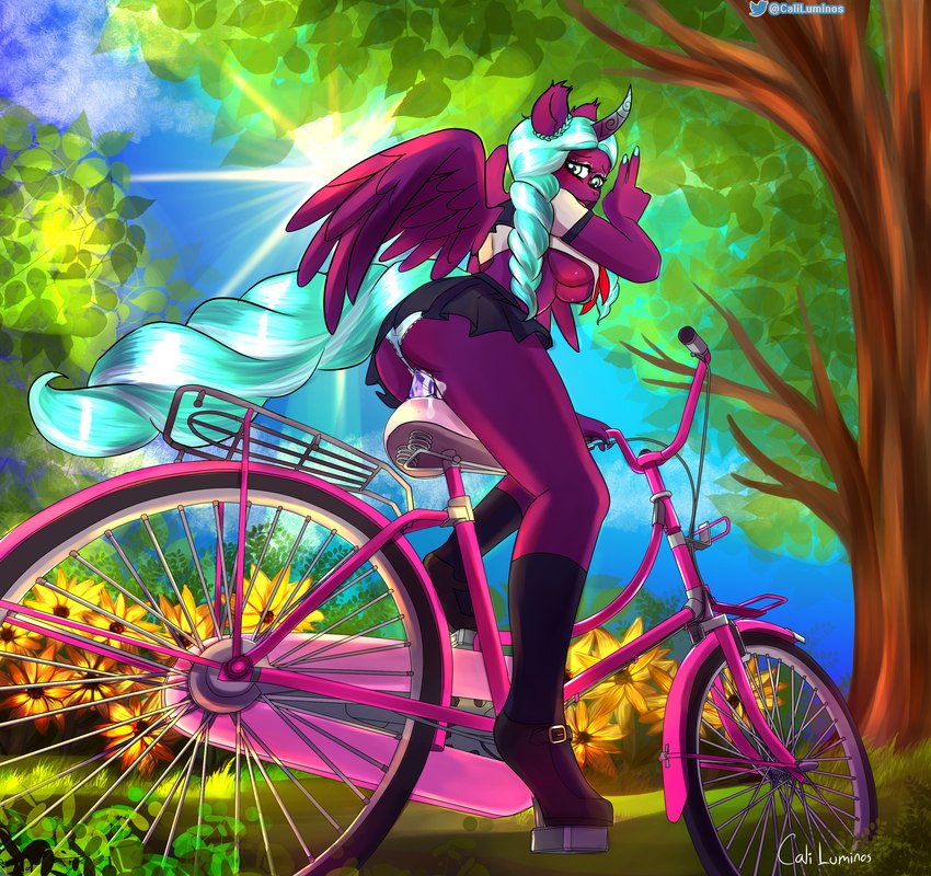 anthro anthrofied bicycle bodily_fluids butt cum cycling dildo dildo_bicycle female genital_fluids horn masturbation penetration sex_toy solo vehicle wings caliluminos hasbro mlp_g5 my_little_pony my_little_pony:_a_new_generation mythology opaline_(mlp) equid equine horse mammal mythological_creature mythological_equine pony winged_unicorn absurd_res hi_res