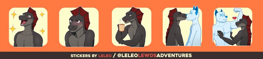 anthro beverage blush blush_lines coffee duo eyes_closed kissing male pink_blush red_eyes simple_background solo telegram_sticker text wide_image leleo silvianbasili ych_(character) helmeted_lizard lizard reptile scalie absurd_res digital_drawing_(artwork) digital_media_(artwork) english_text hi_res long_image multiple_images shaded