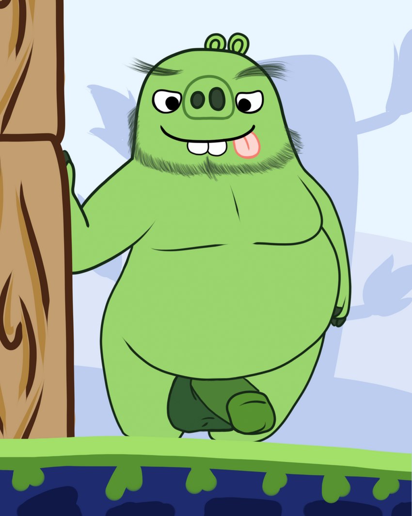 balls big_balls erection genitals male overweight overweight_male penis simple_background solo tongue tongue_out last_modified angry_birds rovio_entertainment sega the_angry_birds_movie king_leonard_mudbeard pig_(angry_birds) domestic_pig mammal suid suine sus_(pig) 4:5 hi_res