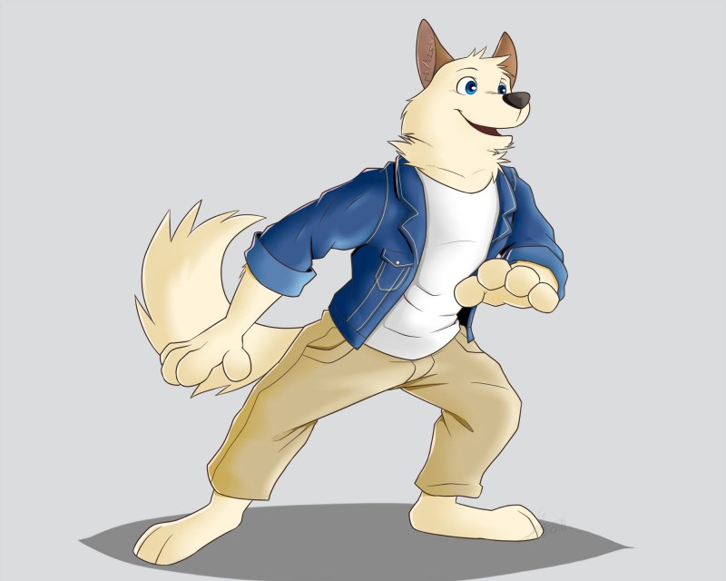 anthro clothed clothing fur male solo greydaboy canid canine mammal 2018 5:4 digital_media_(artwork) hi_res