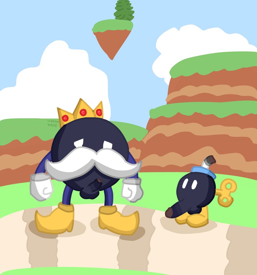 big_penis duo foreskin genitals humiliation male male/male penis penis_humiliation small_penis small_penis_humiliation wotter_bottle_(artist) mario_bros nintendo king_bob-omb bob-omb absurd_res hi_res