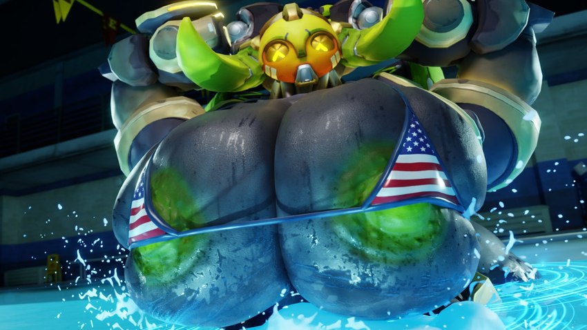 american_flag_bikini areola areola_slip big_breasts bikini bikini_top breasts cleavage clothed clothing female flag_bikini green_areola green_nipples hands_behind_head horn huge_breasts machine metal montgomery_glands nipple_slip nipples partially_submerged raised_arm solo swimwear two-piece_swimsuit snips456fur blizzard_entertainment overwatch orisa_(overwatch) omnic robot taur 16:9 2023 3d_(artwork) digital_media_(artwork) hi_res widescreen