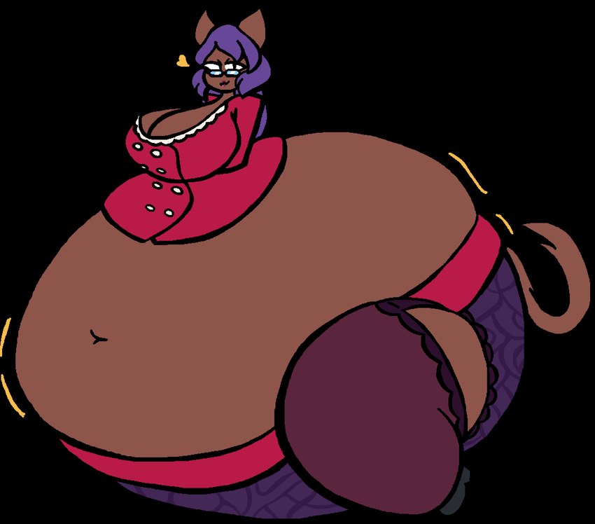 belly big_belly big_breasts big_butt black_outline breasts brown_tail butt cleavage clothed clothing eyewear female footwear glasses hair hands_behind_back heart_symbol huge_belly huge_breasts huge_butt hyper hyper_belly hyper_butt hyper_pear legwear lidded_eyes looking_at_viewer midriff monobutt morbidly_obese morbidly_obese_female morbidly_obese_humanoid navel obese obese_female obese_humanoid outline overweight overweight_female overweight_humanoid panties pear-shaped_figure purple_hair shoes smile smiling_at_viewer solo tail thigh_highs underwear wearing_glasses wide_hips honeyswells suki_(milkybody) animal_humanoid cat_humanoid felid felid_humanoid feline feline_humanoid humanoid mammal mammal_humanoid 2022 absurd_res alpha_channel digital_drawing_(artwork) digital_media_(artwork) hi_res