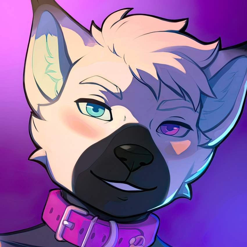 anthro black_body black_fur black_nose blue_inner_ear_fluff collar front_view fur hair inner_ear_fluff light male pink_collar simple_background smile solo tuft white_body white_fur white_hair alexa_neon sierrathewynx hybrid sierra_(disambiguation) 1:1 icon female_(lore)