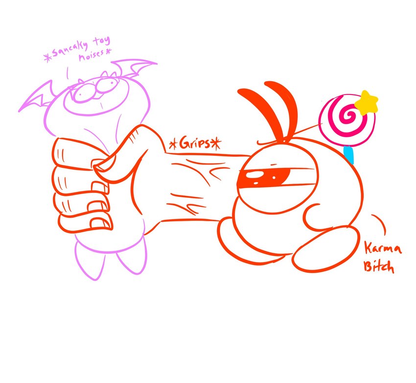 1_eye 5_fingers anthro candy dessert duo fingers food grabbing_another lollipop male mask text vein wings lewdchuu_(artist) kirby_(series) nintendo meta_knight waddle_doo english_text hi_res sketch