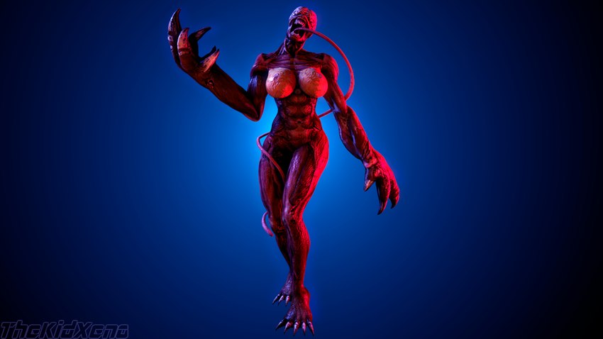 claws exposed_brain eyeless fangs female long_tongue muscular muscular_female nipples nude open_mouth red_body simple_background solo teeth thick_thighs tongue tongue_out thekidxeno capcom resident_evil humanoid licker_(resident_evil) monster 16:9 3d_(artwork) digital_media_(artwork) full-length_portrait hi_res portrait widescreen