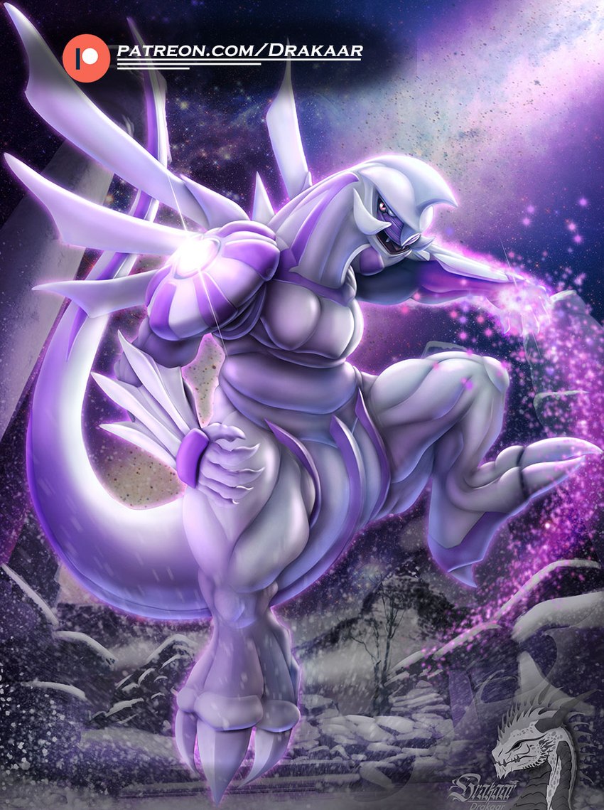 claws detailed_background feral glowing magic male mountain muscular muscular_male nebula open_mouth pillar presenting purple_body red_eyes snow solo space tail text unusual_anatomy white_body wings drakaar mythology nintendo pokemon dragon generation_4_pokemon legendary_pokemon mythological_creature mythological_scalie palkia pokemon_(species) scalie digital_media_(artwork) hi_res url