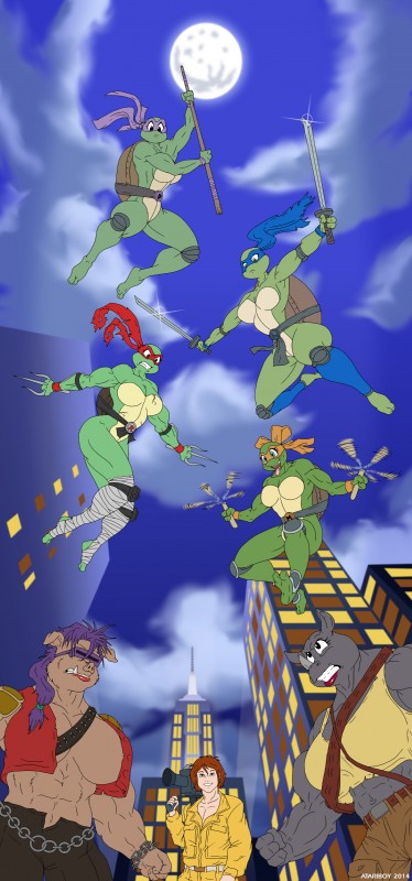 michelangelo, donatello, leonardo, raphael, april o'neil, and etc (teenage mutant ninja turtles) created by atariboy