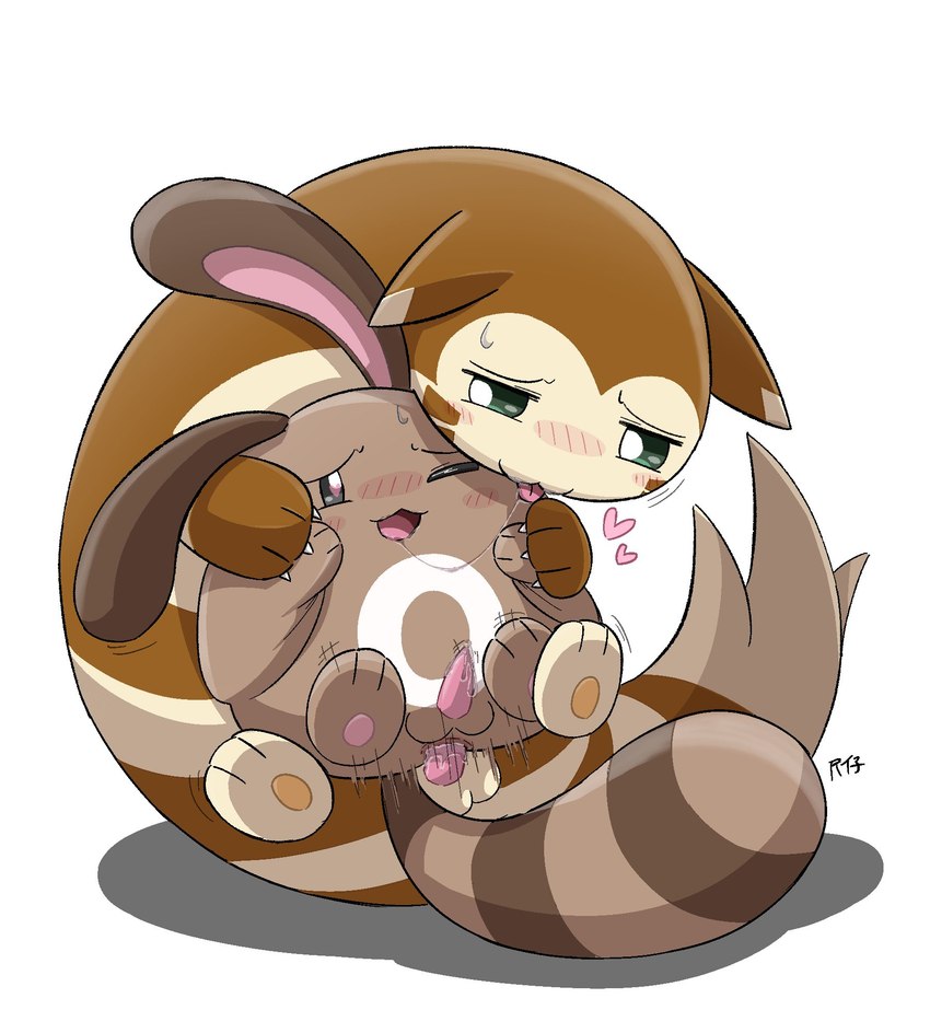 anal anal_penetration balls blush bodily_fluids brown_body brown_fur chair_position duo feral feral_on_feral feral_penetrated feral_penetrating feral_penetrating_feral from_behind_position fur genital_fluids genitals heart_eyes heart_symbol male male/male male_penetrated male_penetrating male_penetrating_male penetration penile penile_penetration penis penis_in_ass precum saliva saliva_string sex simple_background striped_body striped_fur stripes sweat tapering_penis tongue tongue_out white_background kimono_kemono nintendo pokemon furret generation_2_pokemon pokemon_(species) sentret hi_res