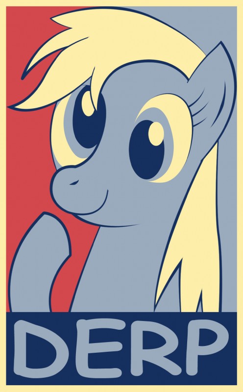 blonde_hair border derp_eyes election female hair long_hair poster poster_template propaganda solo text yellow_border equestria-election shepard_fairey barack_obama_"hope"_poster friendship_is_magic hasbro my_little_pony derpy_hooves_(mlp) equid equine horse mammal pony comic_sans hi_res