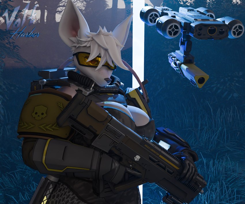 anthro armor big_breasts bone breasts cleavage clothed clothed_anthro clothed_female clothing drone_(vehicle) female freckled_face freckles gloves gun handwear holding_gun holding_object holding_ranged_weapon holding_rifle holding_weapon hovering machine orange_eyes outside ranged_weapon rifle skull skull_head solo weapon voltharbor warfaremachine_(modeler) helldivers officer_flint_(foresttherotten) warfare_flint mammal murid murine rat rodent 2024 3d_(artwork) 6:5 absurd_res digital_media_(artwork) hi_res