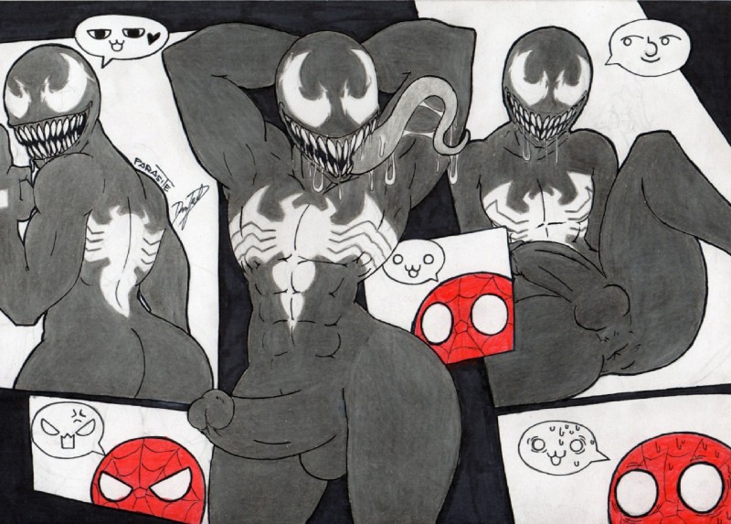 spider-man and venom (spider-man (series) and etc) created by parasitedeath