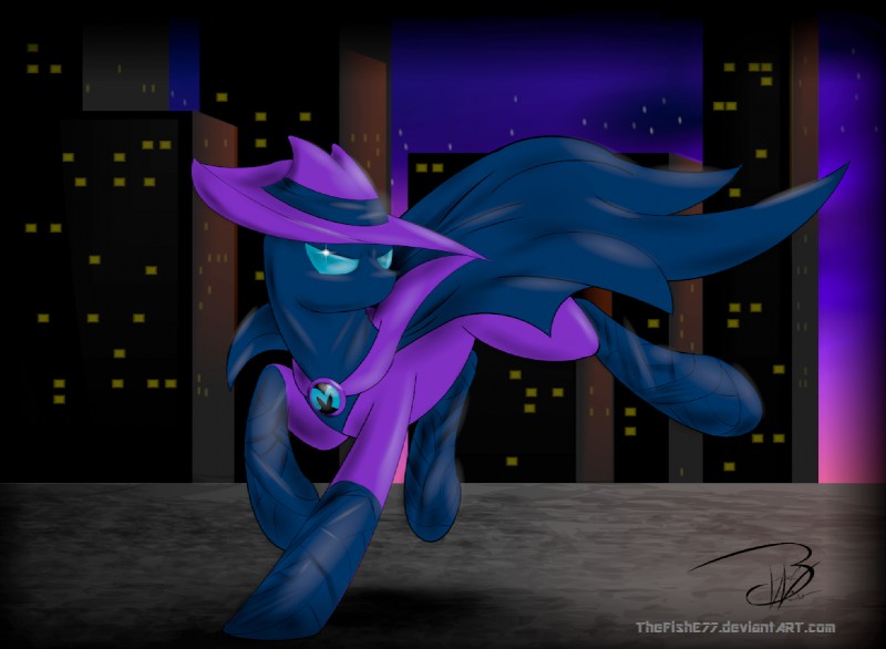 blue_eyes cape clothed clothing costume female feral hat headgear headwear mask solo superhero thefishe77 friendship_is_magic hasbro my_little_pony mare_do_well_(mlp) earth_pony equid equine horse mammal pony signature