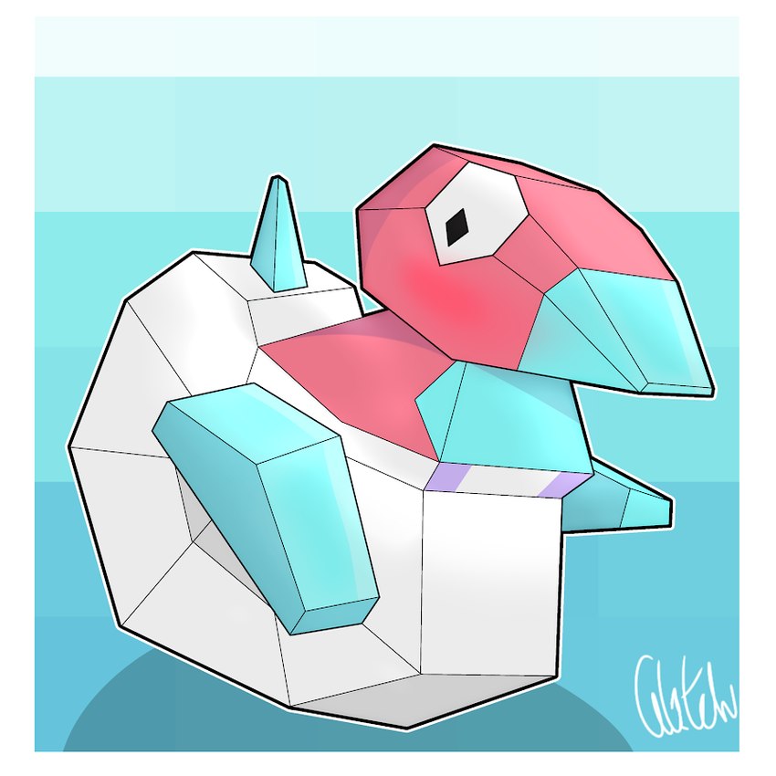 ambiguous_gender big_diaper border clothed clothing diaper diaper_fetish feral polygons shadow simple_background simple_eyes solo wearing_diaper white_border gl1tchedpup nintendo pokemon generation_1_pokemon pokemon_(species) porygon 1:1