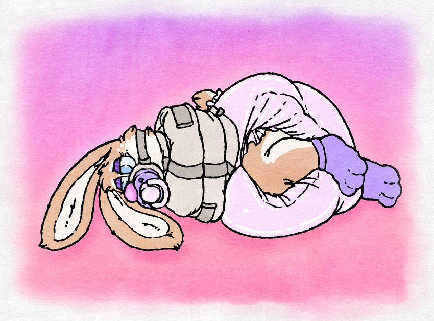 anthro bdsm big_diaper bondage booties bound diaper female gag object_in_mouth pacifier pacifier_gag pacifier_in_mouth restraints solo straitjacket befuddledbunny jay_(befuddledbunny) lagomorph leporid mammal rabbit hi_res