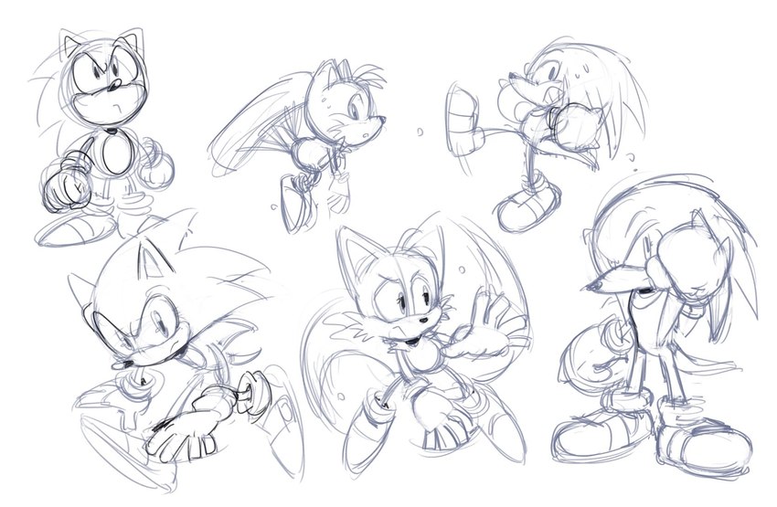 2_tails anthro biped bodily_fluids clenched_teeth clothing fist flying footwear frown fur gloves group handwear helicopter_tail looking_up male motion_blur multi_tail plantigrade shoes standing sweat tail teeth trio ballad-of-gilgalad sega sonic_the_hedgehog_(series) knuckles_the_echidna miles_prower sonic_the_hedgehog canid canine echidna eulipotyphlan fox hedgehog mammal monotreme 2020 digital_drawing_(artwork) digital_media_(artwork) hi_res monochrome sketch