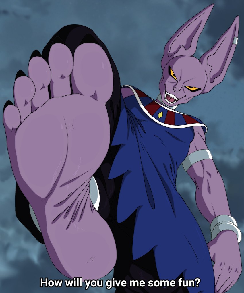 barefoot clothing dialogue feet foot_fetish foot_focus male soles solo foot_ninja15 dragon_ball dragon_ball_super beerus humanoid absurd_res digital_drawing_(artwork) digital_media_(artwork) hi_res