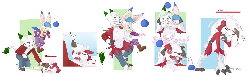 anthro duo goo-connected_lips goo_transformation male merging neomorph_(neopets) text transformation fauvfox final_fantasy neopets nintendo pokemon square_enix erakir_(character) tuli_(metrohunter) bori_(neopets) christmas_neopet generation_7_pokemon goo_creature lycanroc mammal midnight_lycanroc moogle neopet_(species) pokemon_(species) absurd_res english_text hi_res