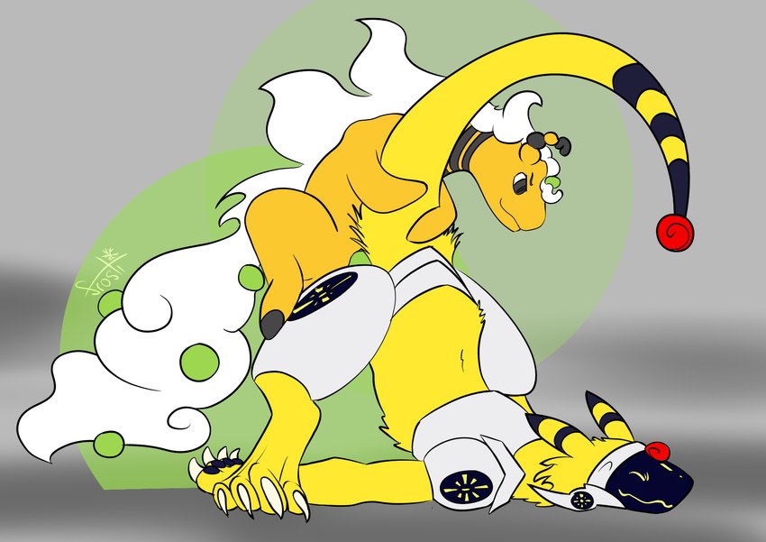 anal fur looking_pleasured machine male male/male size_difference small_dom_big_sub tail tail_grab yellow_body yellow_fur frostidragon nintendo pokemon plasma_(plasma_dragoon) ampharos generation_2_pokemon hybrid pokemon_(species) protogen hi_res