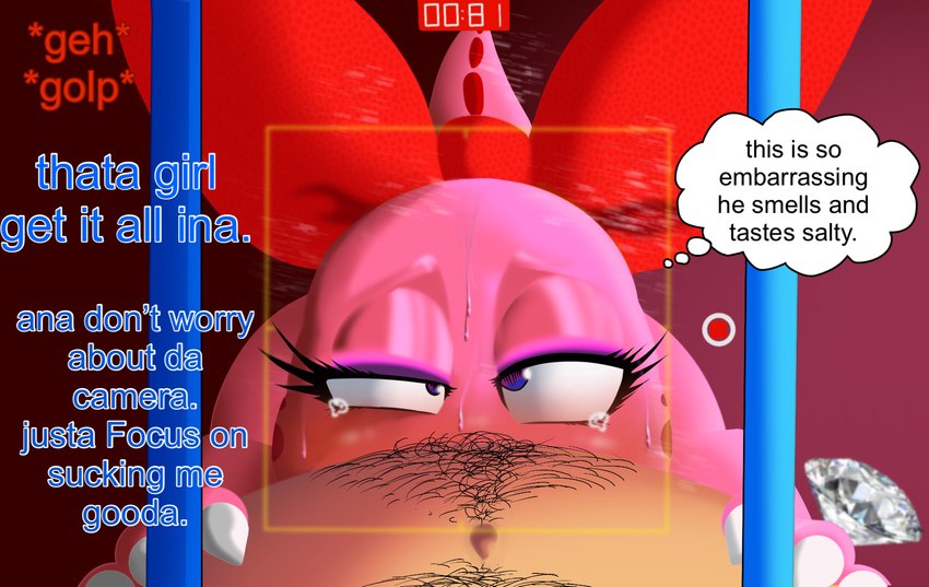 bodily_fluids deep_throat intersex intersex/male male oral oral_penetration penetration sweat tears text pantyking mario_bros nintendo birdo_(character) mario human humanoid mammal english_text hi_res