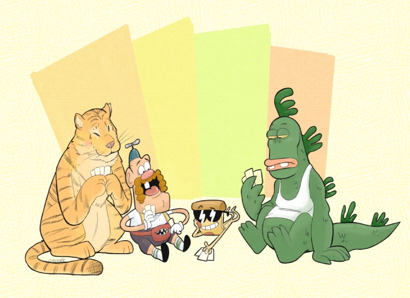 food group pizza cherrypaw cartoon_network uncle_grandpa giant_realistic_flying_tiger mr._gus pizza_steve uncle_grandpa_(character) food_creature human mammal