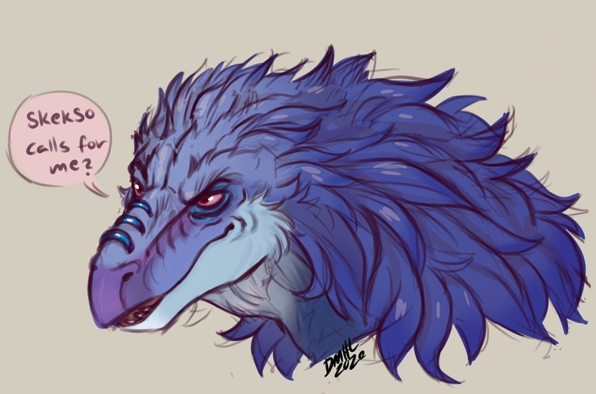 anthro beak dialogue female fur red_eyes solo speech_bubble teeth text leoh the_dark_crystal skeksa avian skeksis 2020 bust_portrait digital_media_(artwork) english_text portrait signature