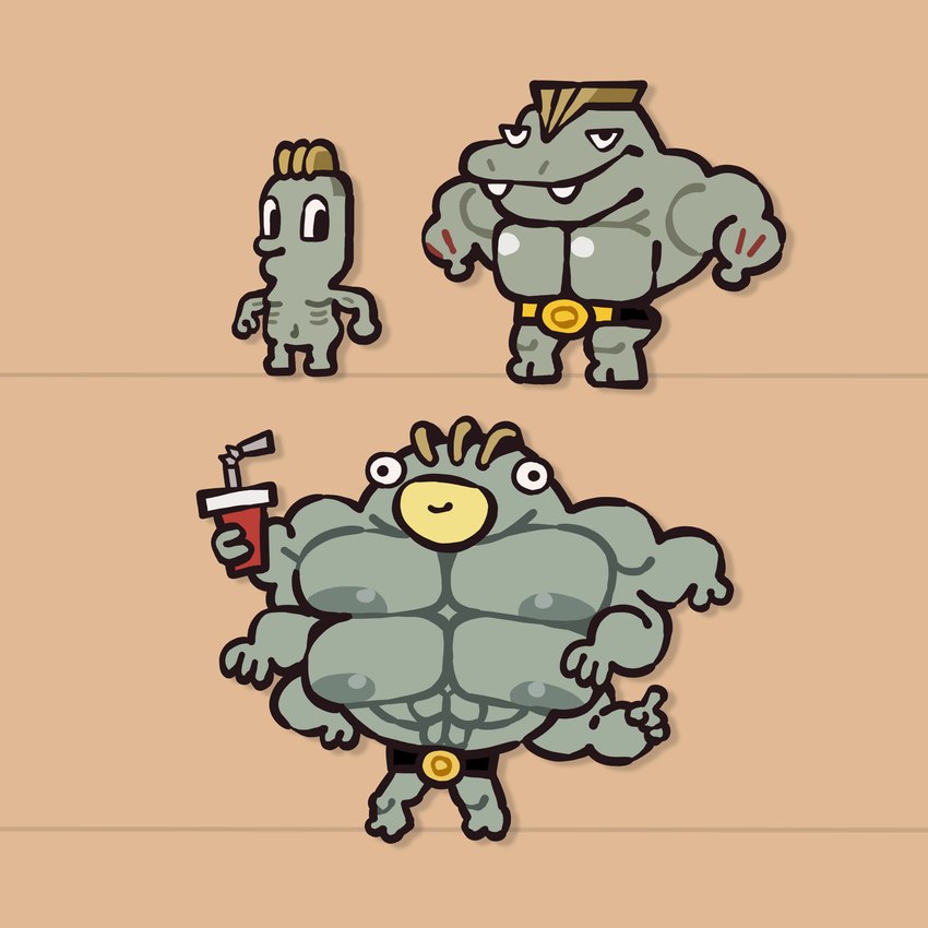 4_pecs 6_arms biped fingers group male multi_arm multi_limb multi_pecs muscular muscular_humanoid muscular_male pecs trio cas_van_de_pol nintendo pokemon generation_1_pokemon humanoid machamp machoke machop pokemon_(species) 1:1 hi_res