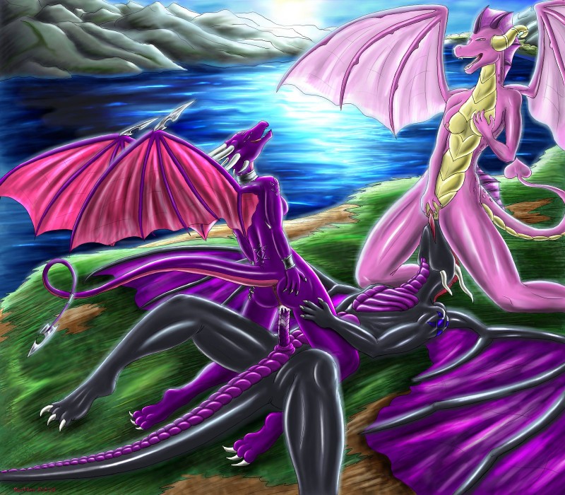 cynder, ember, fan character, and nero (spyro the dragon and etc) created by survion