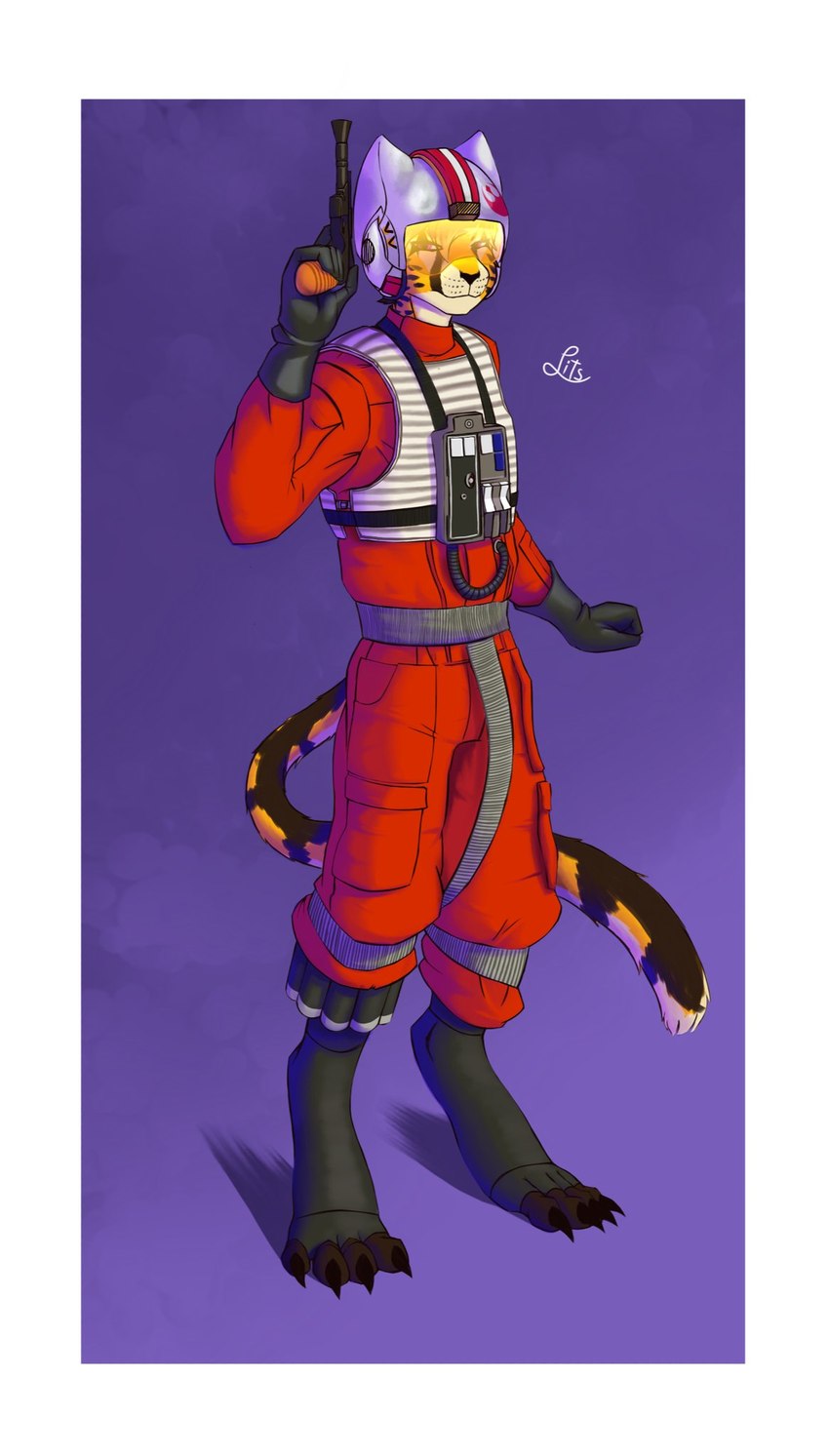 anthro armor blaster border brown_body claws clothed clothing gloves handwear headgear helmet holding_object holding_weapon male rebel_starbird simple_background solo spots topwear weapon white_body white_border yellow_body litsi star_wars felix_(jusko) cheetah felid feline mammal 2021 digital_drawing_(artwork) digital_media_(artwork) hi_res